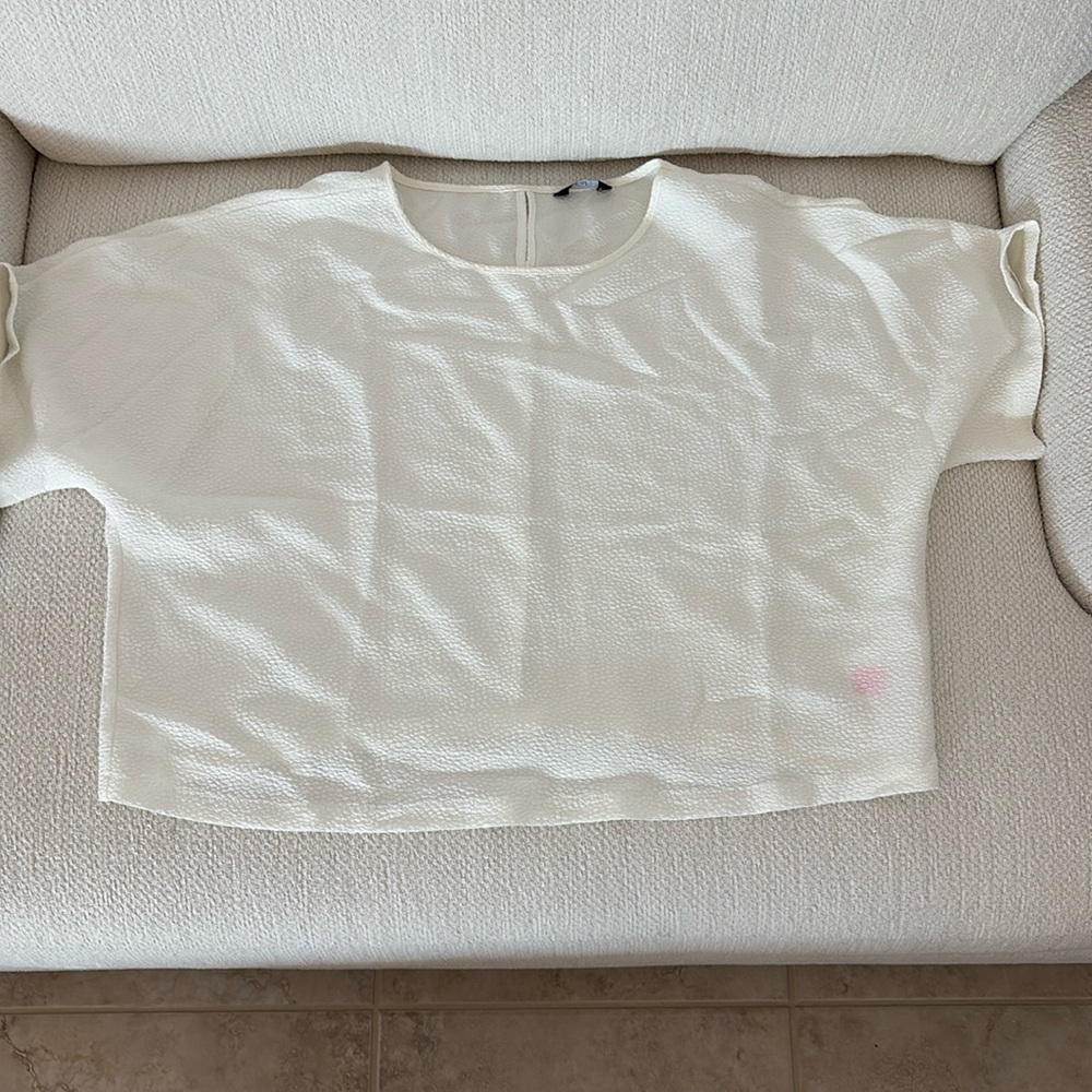 F&F beautiful cream white crop top texture blouse UK 22 US 18 like new